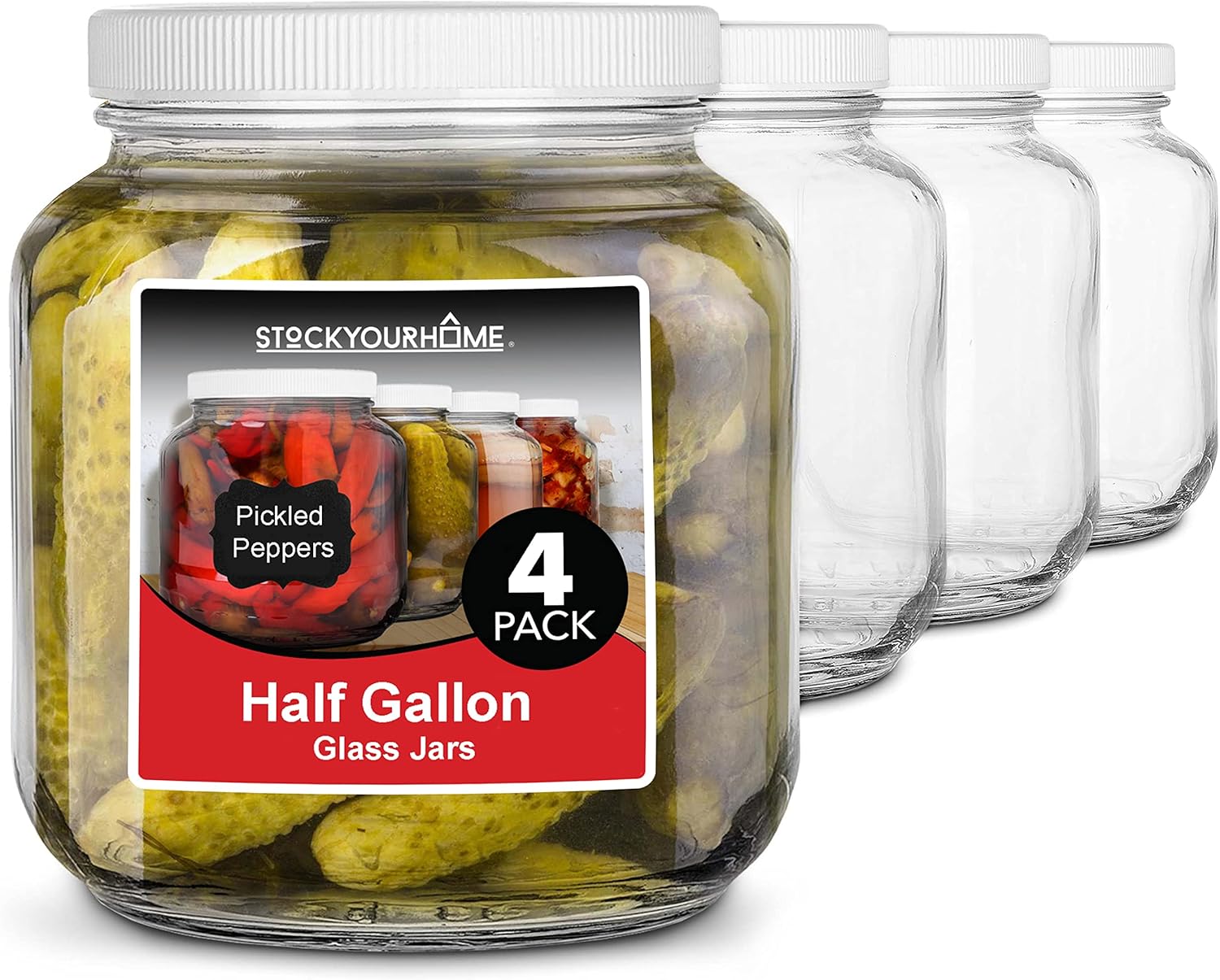 Stock Your Home 64 Oz Glass Jar with 4 Pack