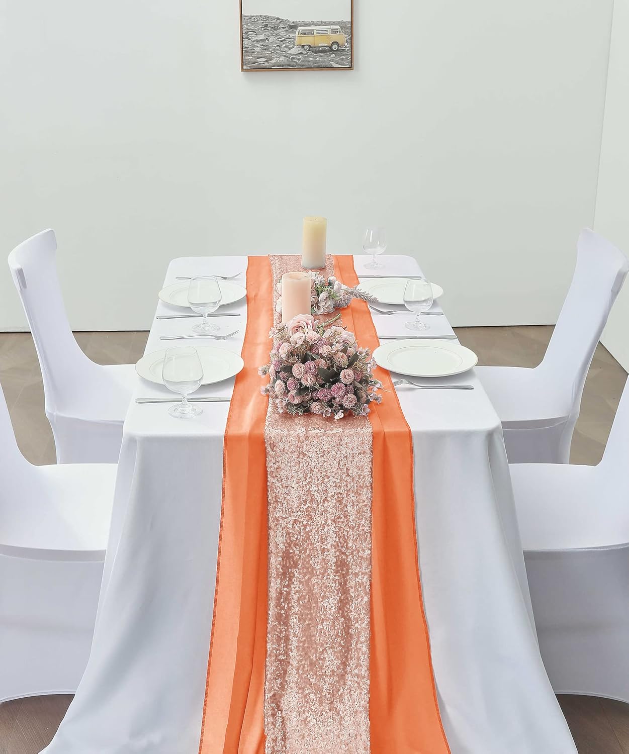 2 Pack Chiffon Table Runner for Weddings