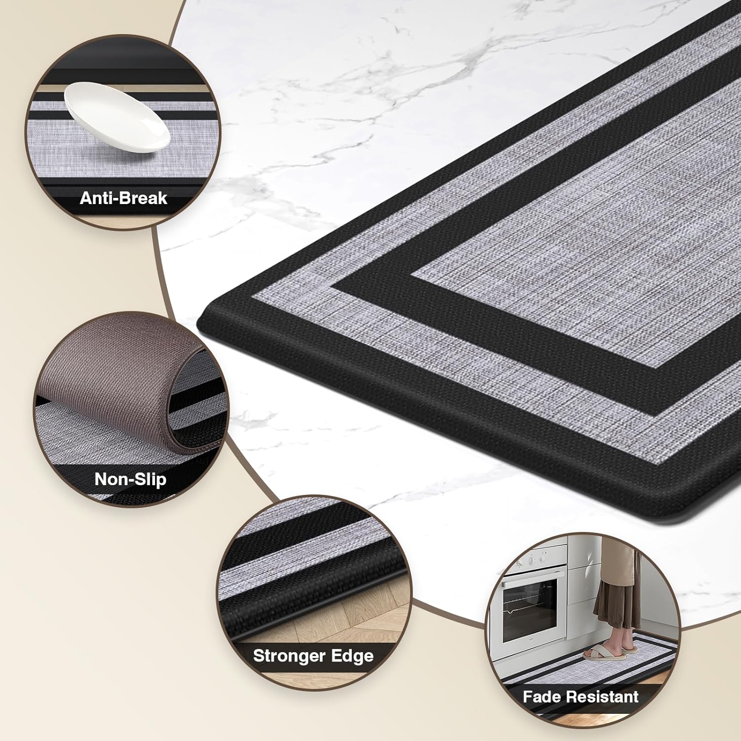 LuxStep Anti-Fatigue Kitchen Mats 2-Pack