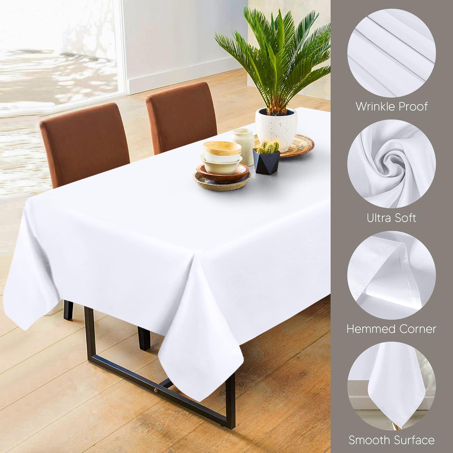 Utopia Kitchen 2-Pack Tablecloth 60x102 - Washable Durable for Dining