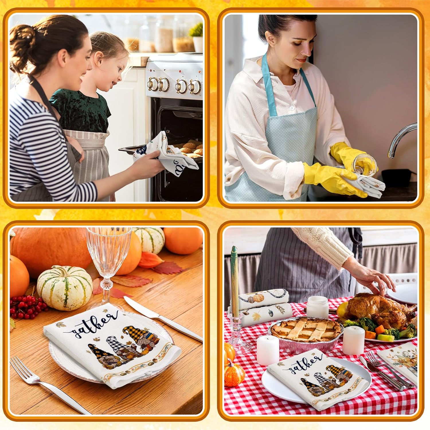 Ganeen 6pcs Happy Fall Kitchen Towels Set