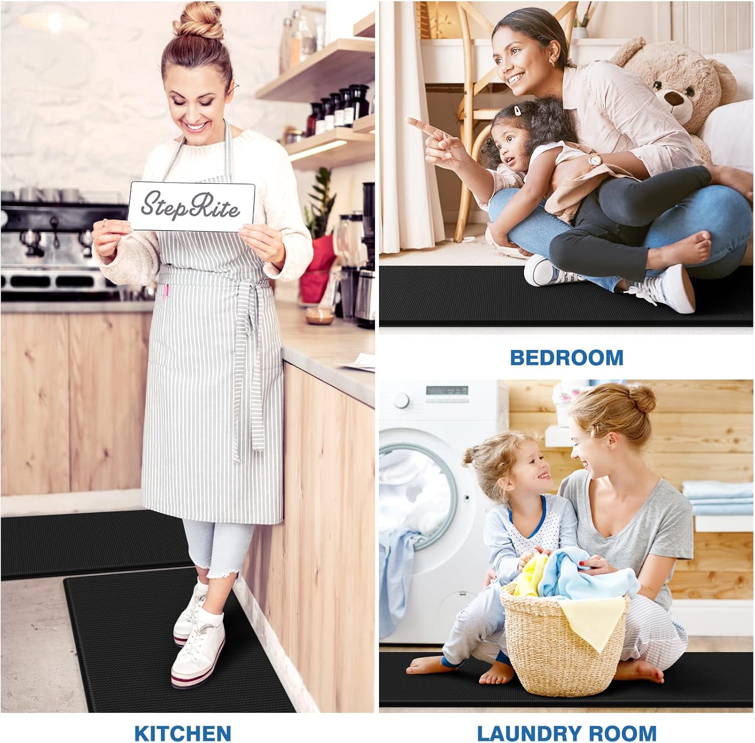 Premium Stain-Resistant Anti-Fatigue Kitchen Rugs Set