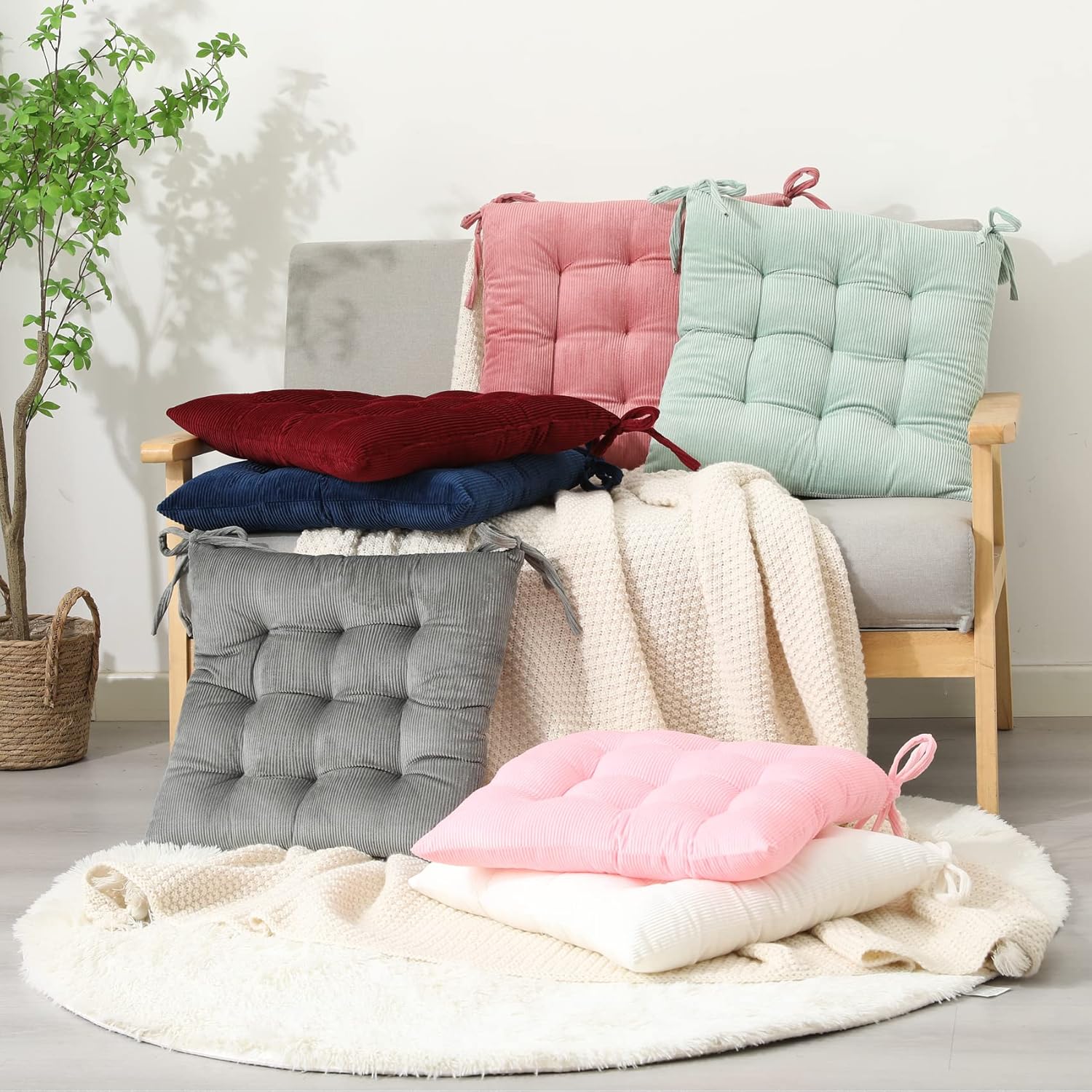 Premium Comfort HLOVME Corduroy Chair Cushion