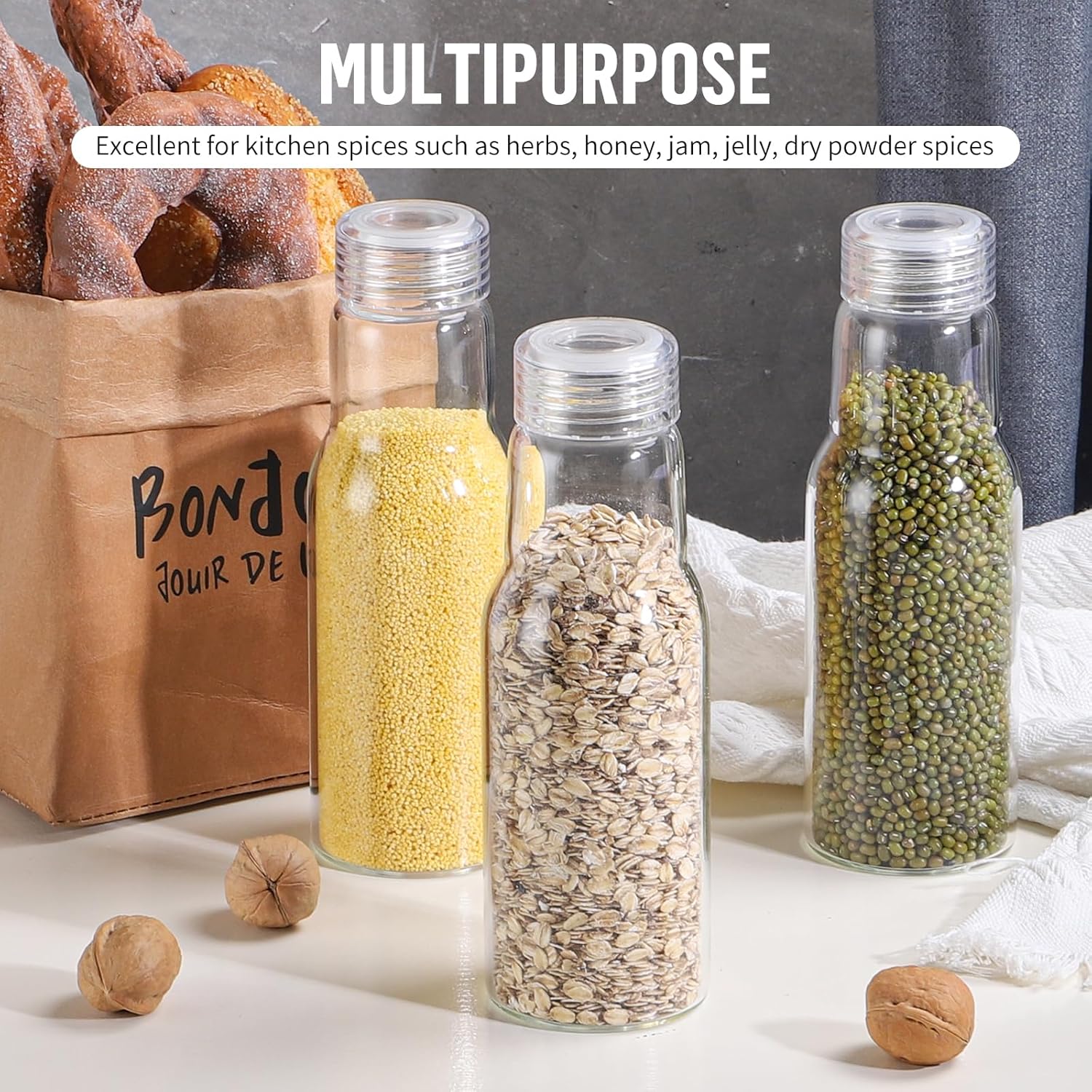17oz Glass Bottles with Lids - High-Quality Storage Solutions