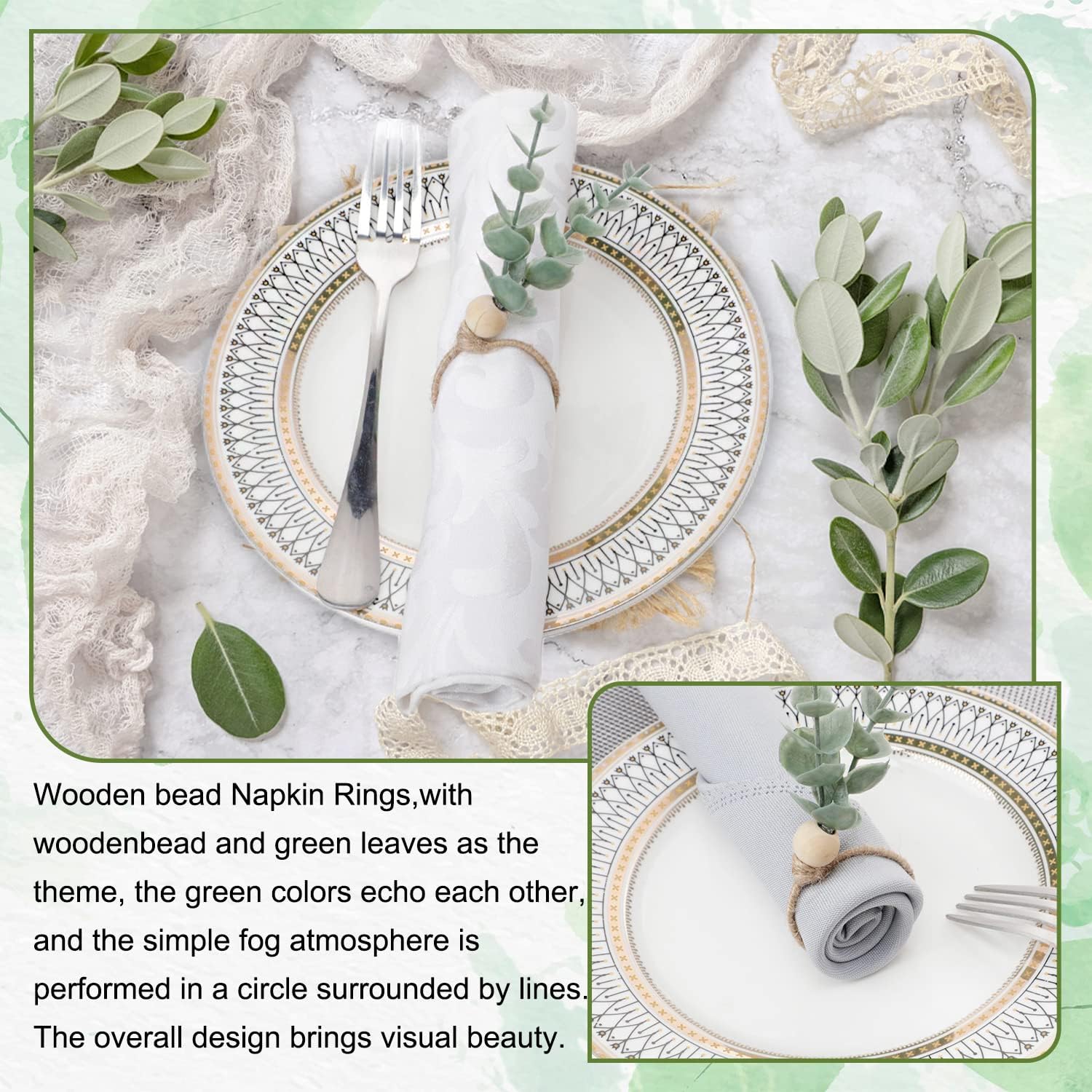 12-Count Rustic Napkin Rings Set
