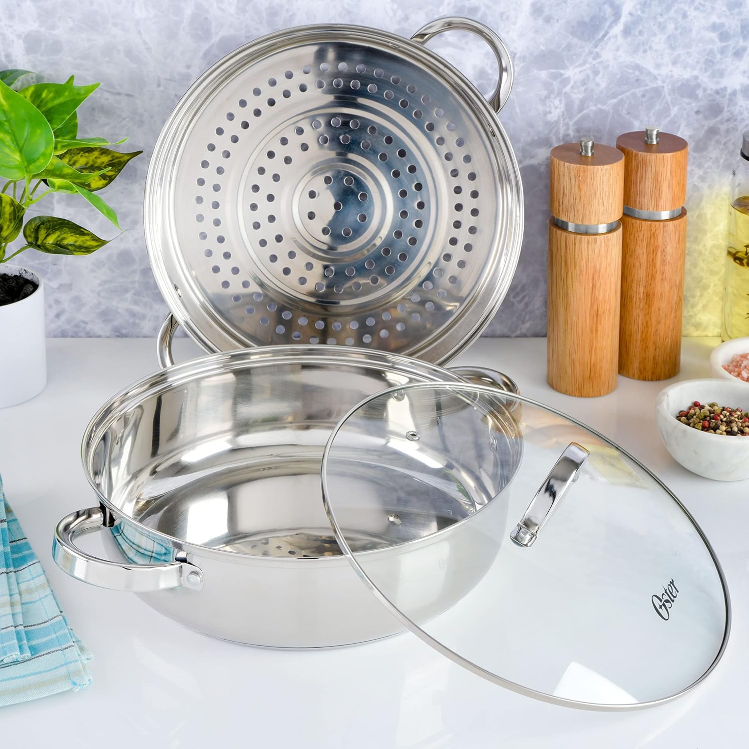 Oster Sangerfield 6 Qt Dutch Oven with Steamer Basket