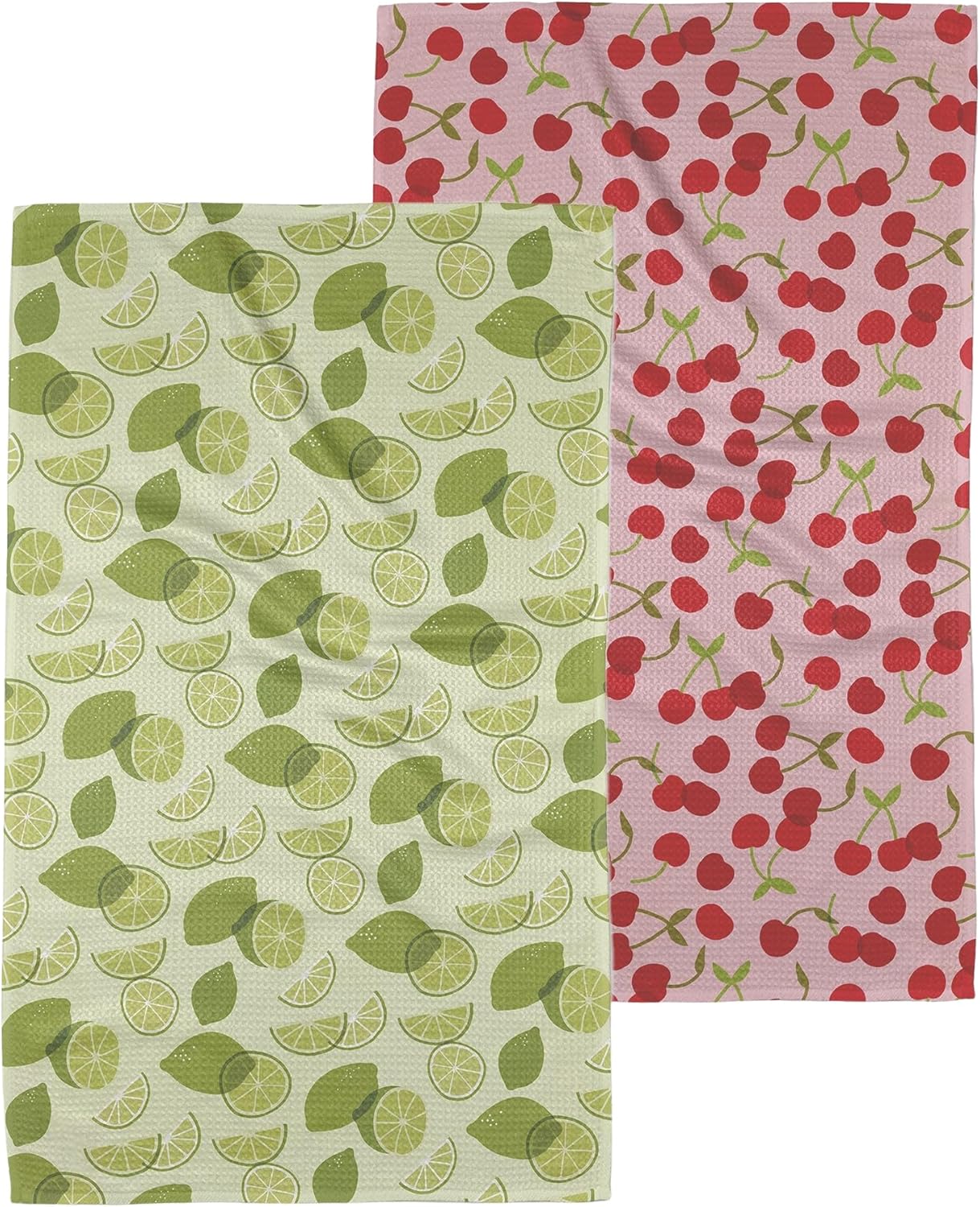 Geometry Kitchen Tea Towels Set Cherry Limeade 2-Pack