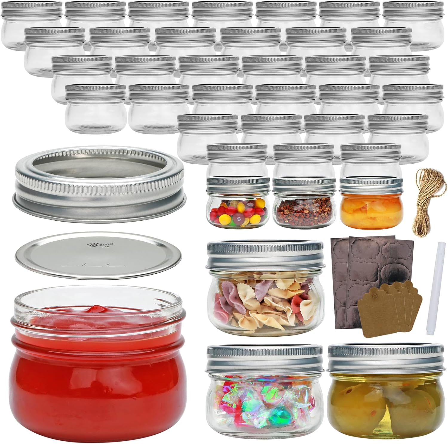 40-Piece Mason Jar Set Glass Storage Jars with lids