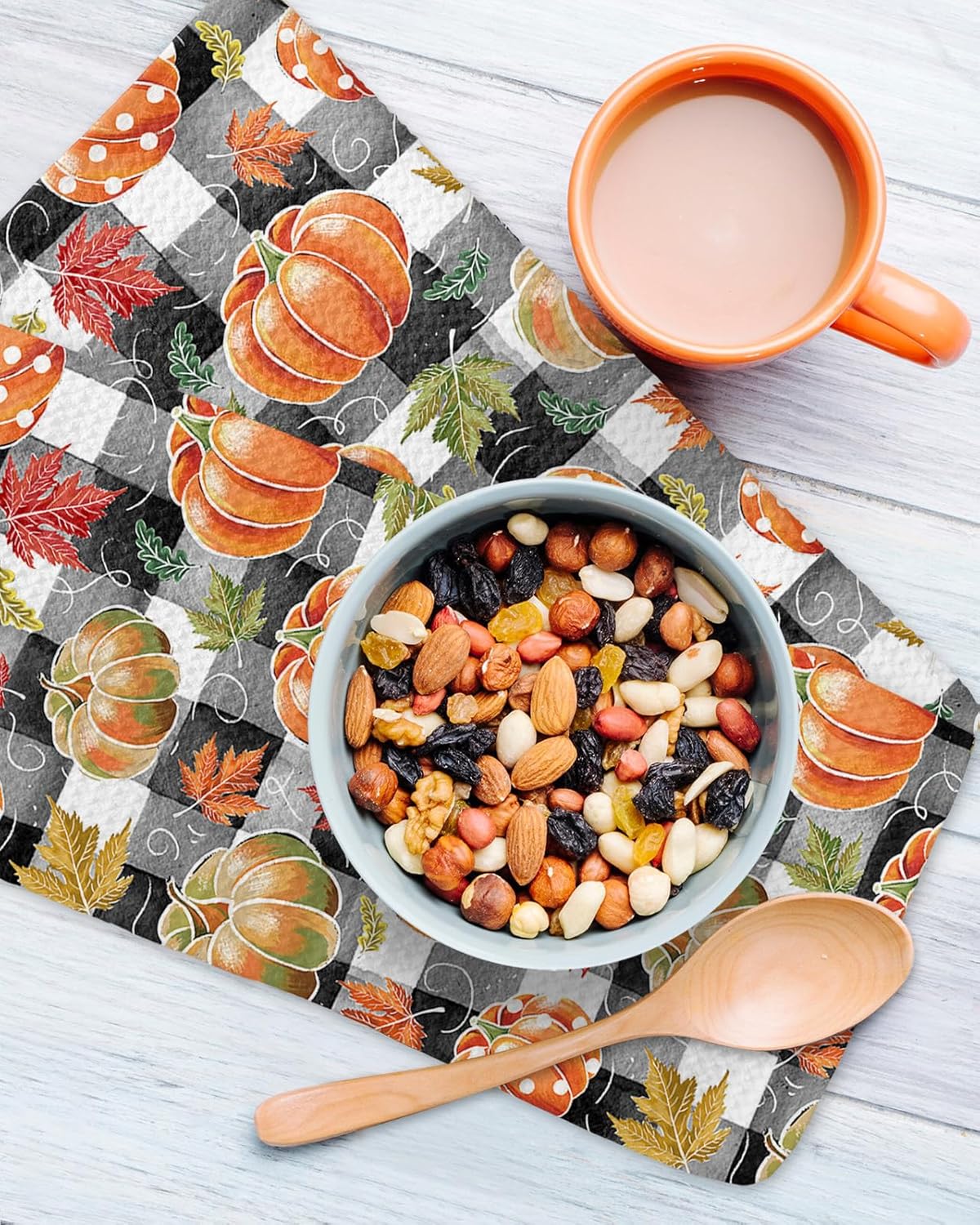 Buffalo Plaid Pumpkins Dish Towels Set