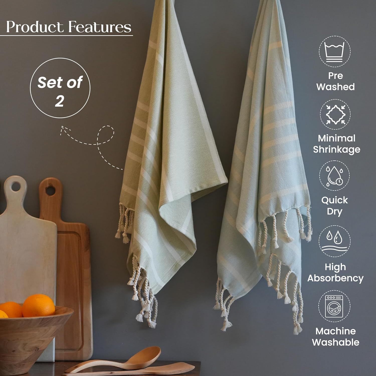 The Fine Living Co Turkish Hand Towels - Set of 2