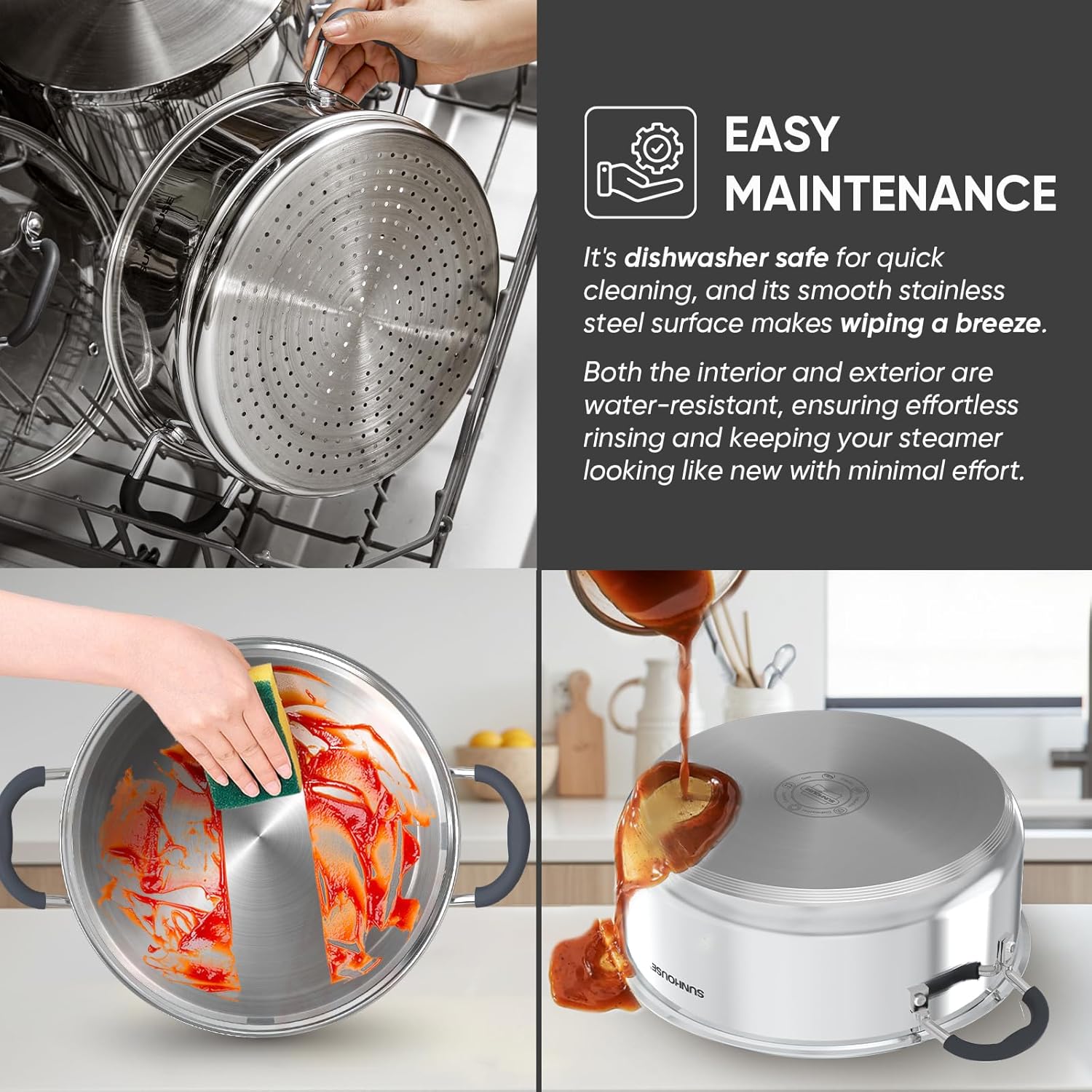 Sunhouse 55 Quarts Steamer Pot - Effortless Cooking for Healthy Meals