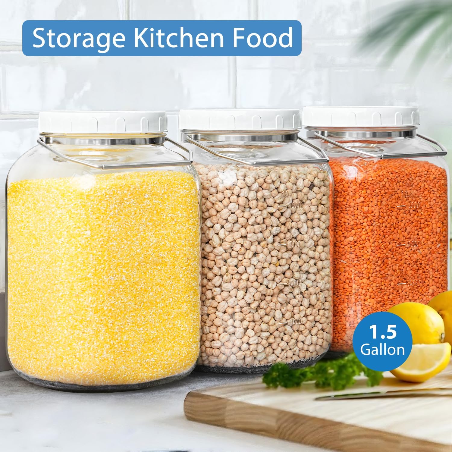 15 Gallon Glass Jars with Airtight Lid for Canning Storage