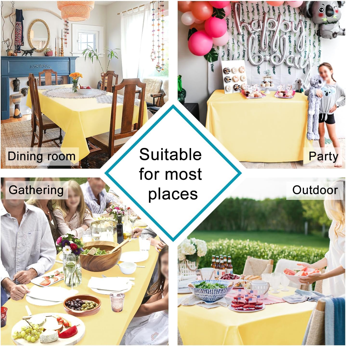 Hiasan Rectangle Tablecloth - Durable for 6-Foot Tables