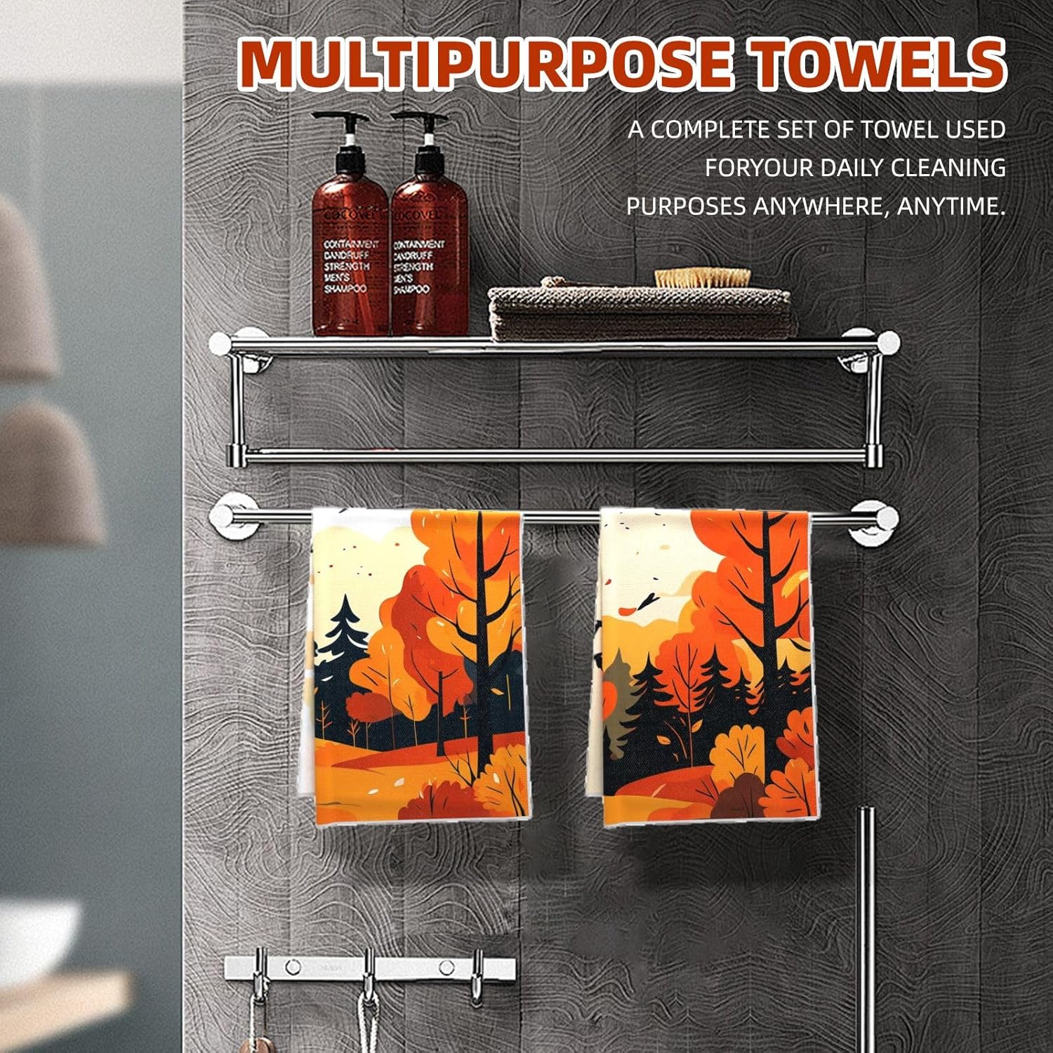 Oeught Autumn Pattern Tea Towels Set of 4 16x24