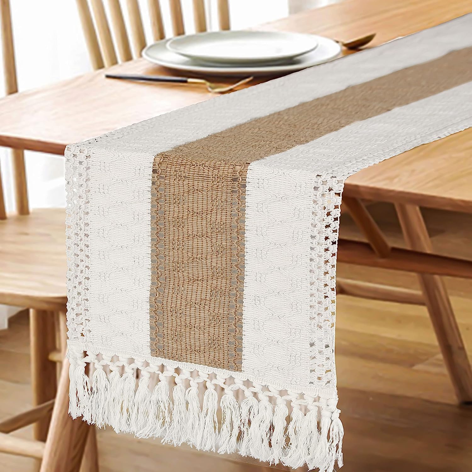 FEXIA Boho Rustic Table Runner 72-Inch for Home Special Events