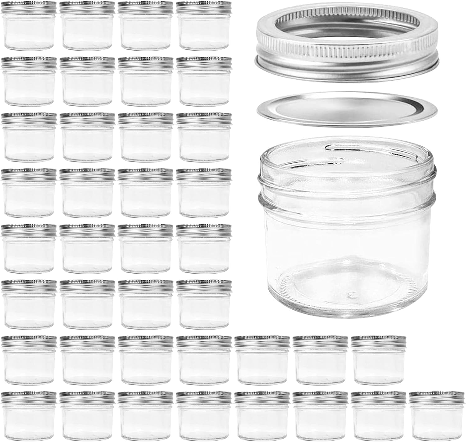 Homerove 4 oz Mason Jars with lids 40-pack