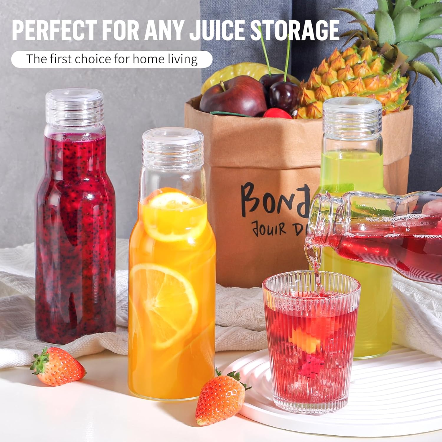 17oz Glass Bottles with Lids - High-Quality Storage Solutions