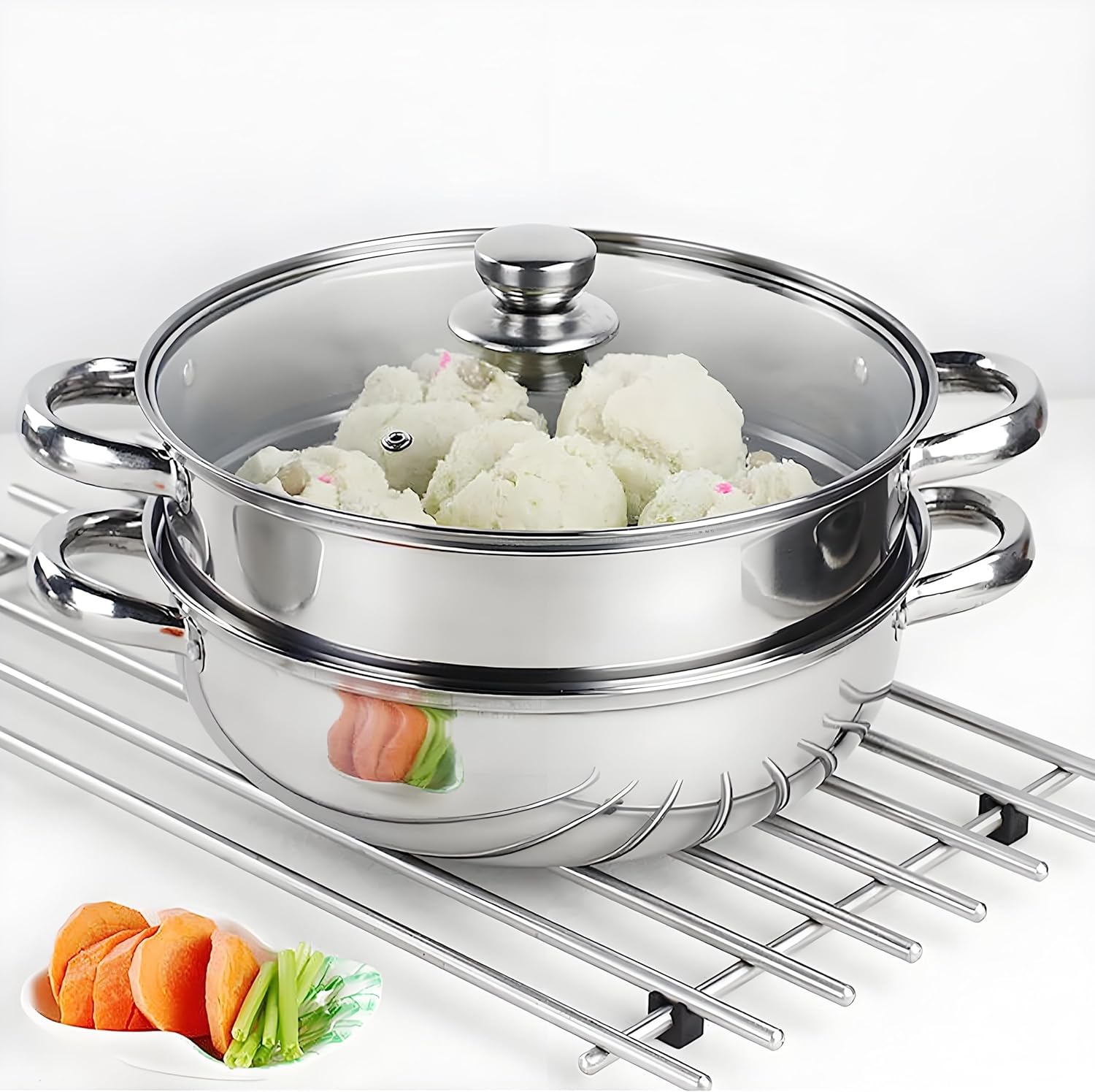 Stainless Steel 2-Tier Steamer Pot