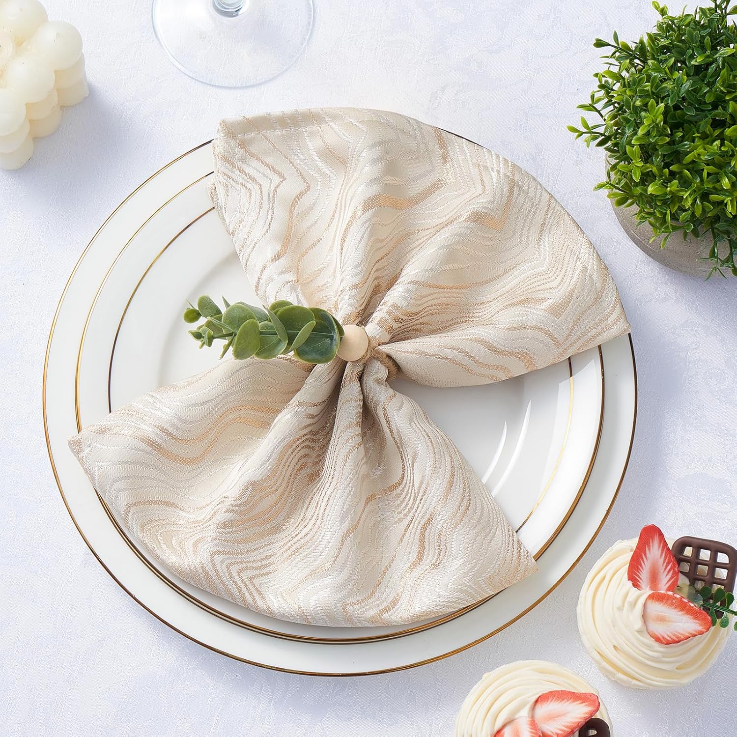Bohemian Eucalyptus Napkin Rings 6-Piece Set for Weddings and Parties