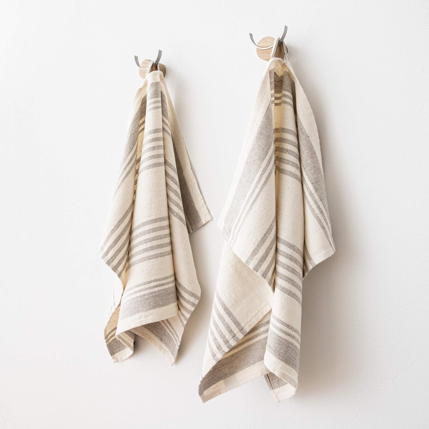 LinenMe Set of 2 Cream Linen Tea Towels 47x70cm Handmade in Europe