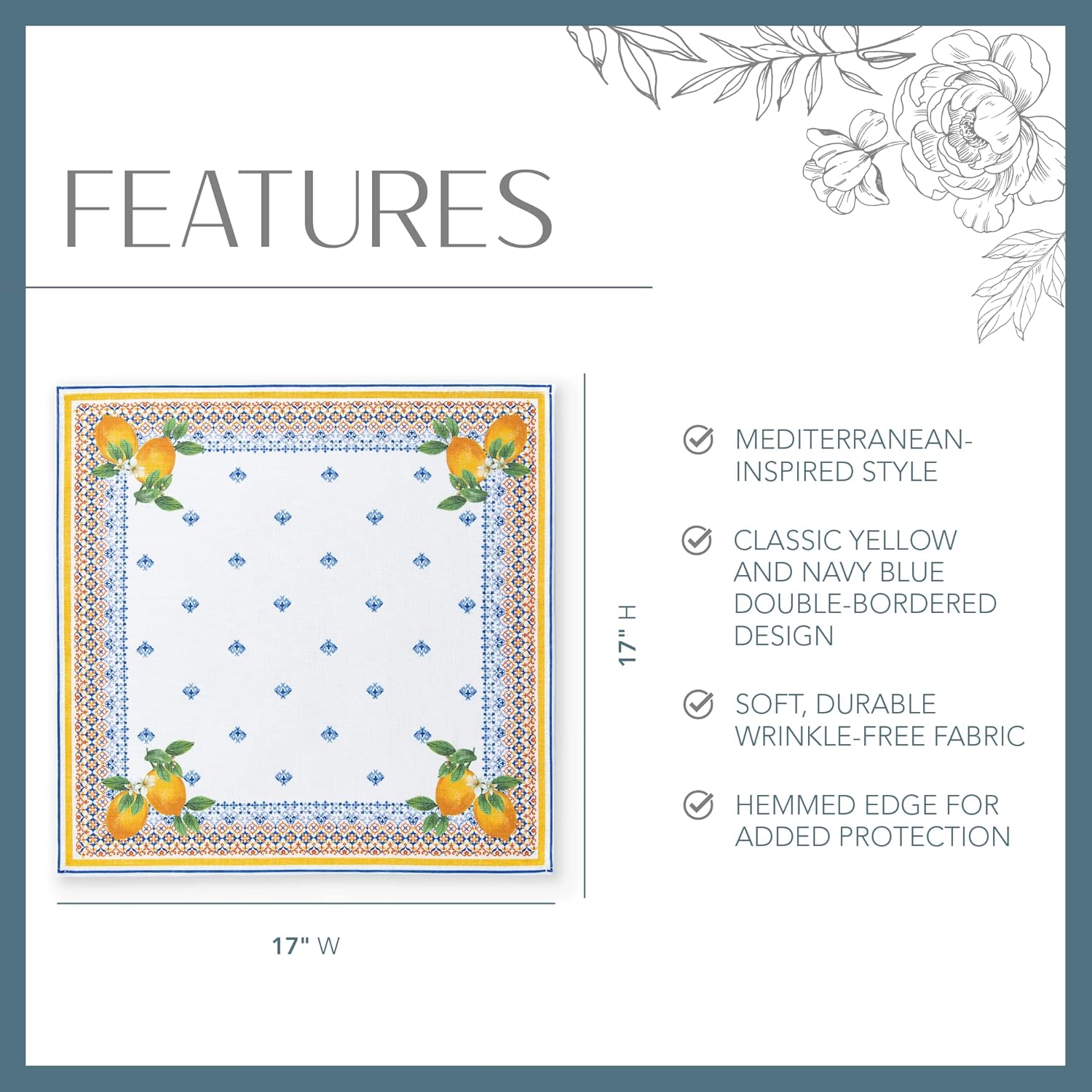 Elrene Home Fashions Capri Lemon Napkins
