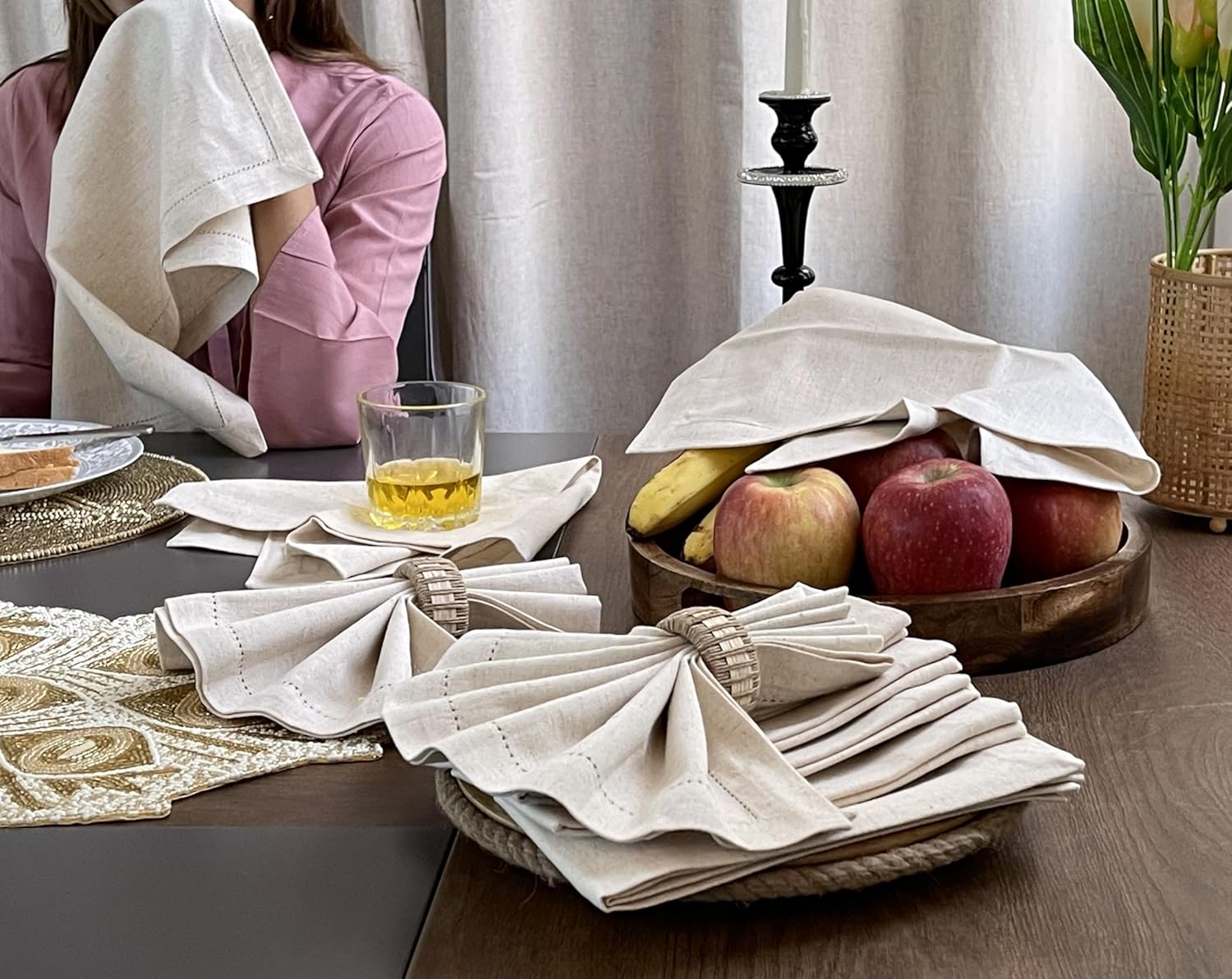Elegant 18x18 Flax Linen Napkins Set