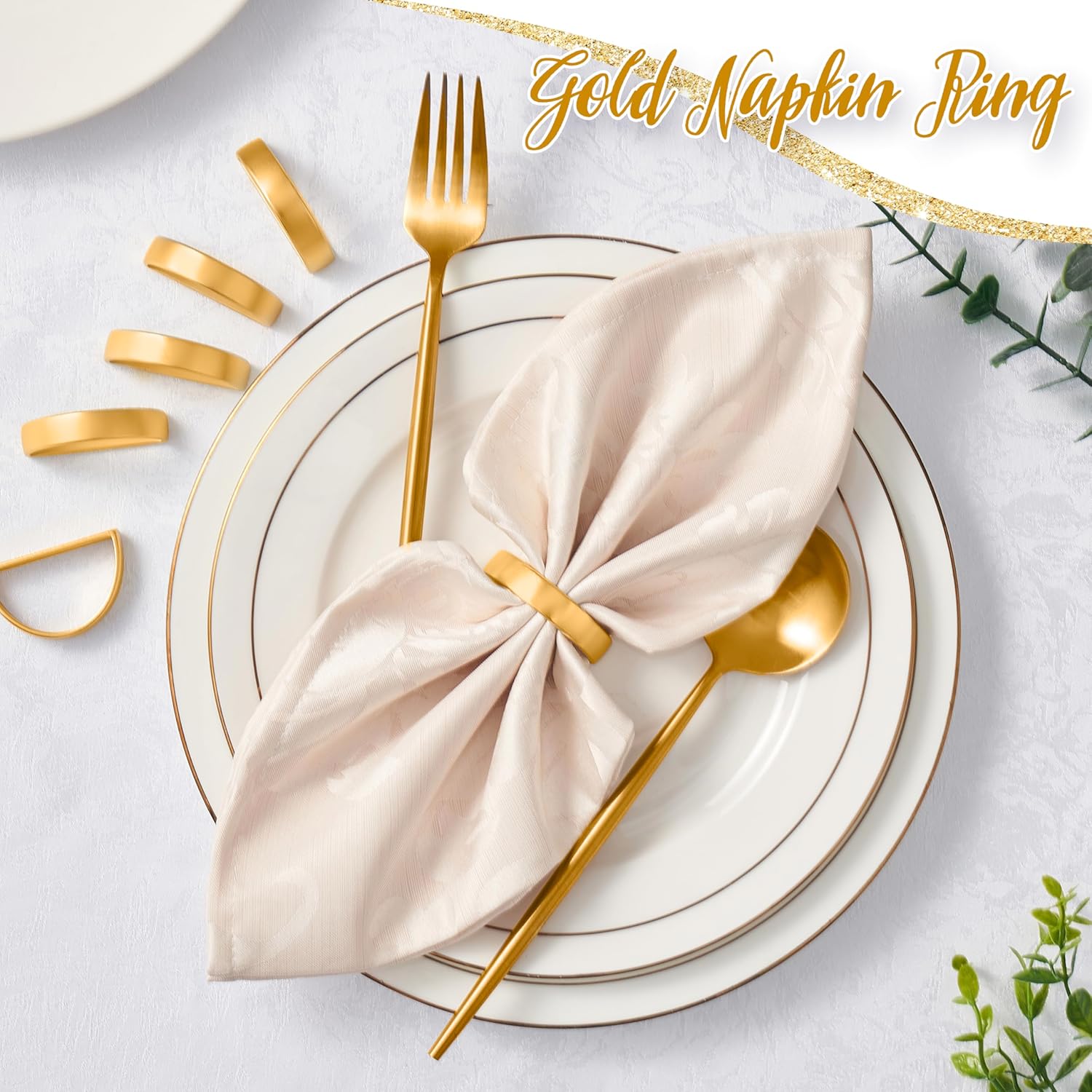Gold Napkin Rings Set of 12