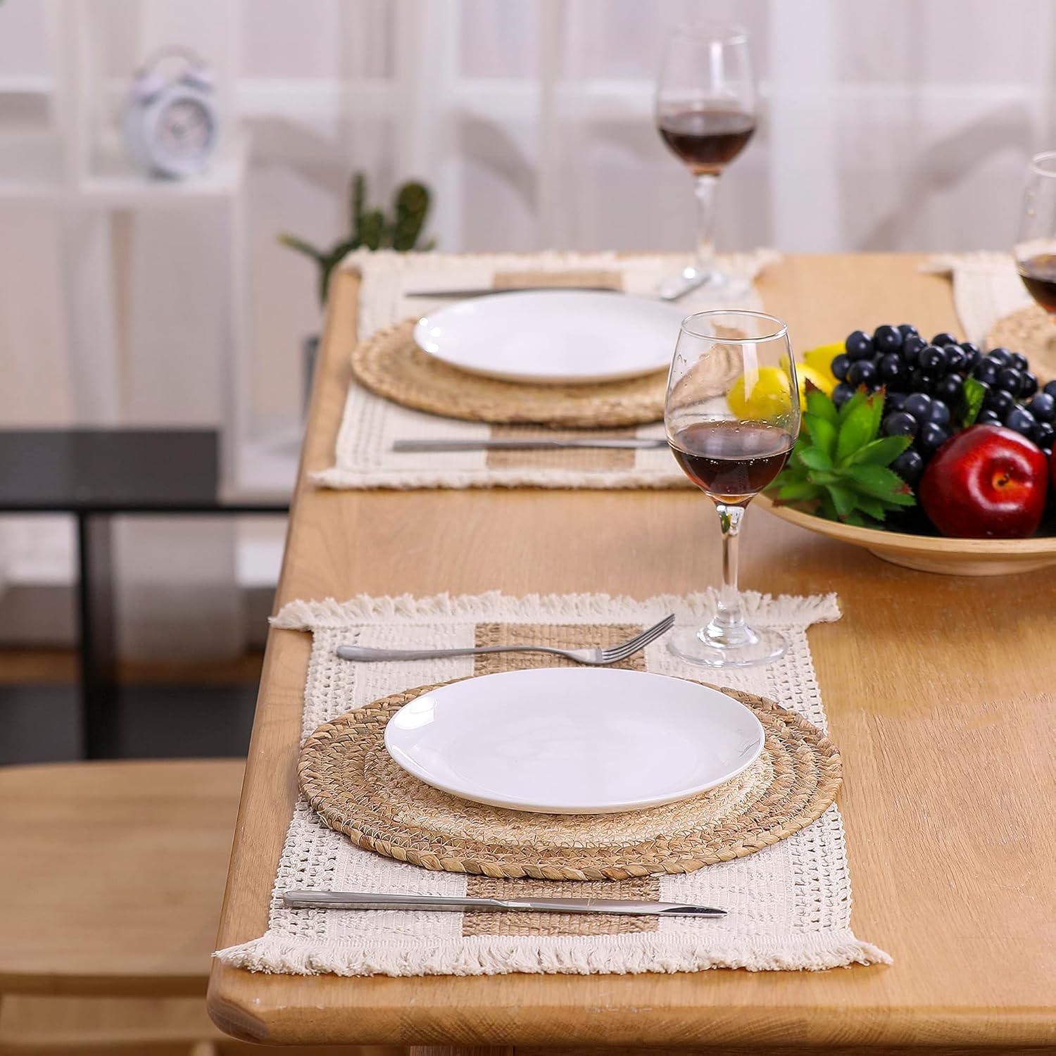 Natural Boho Placemats Set - Rustic Durable for Home Use