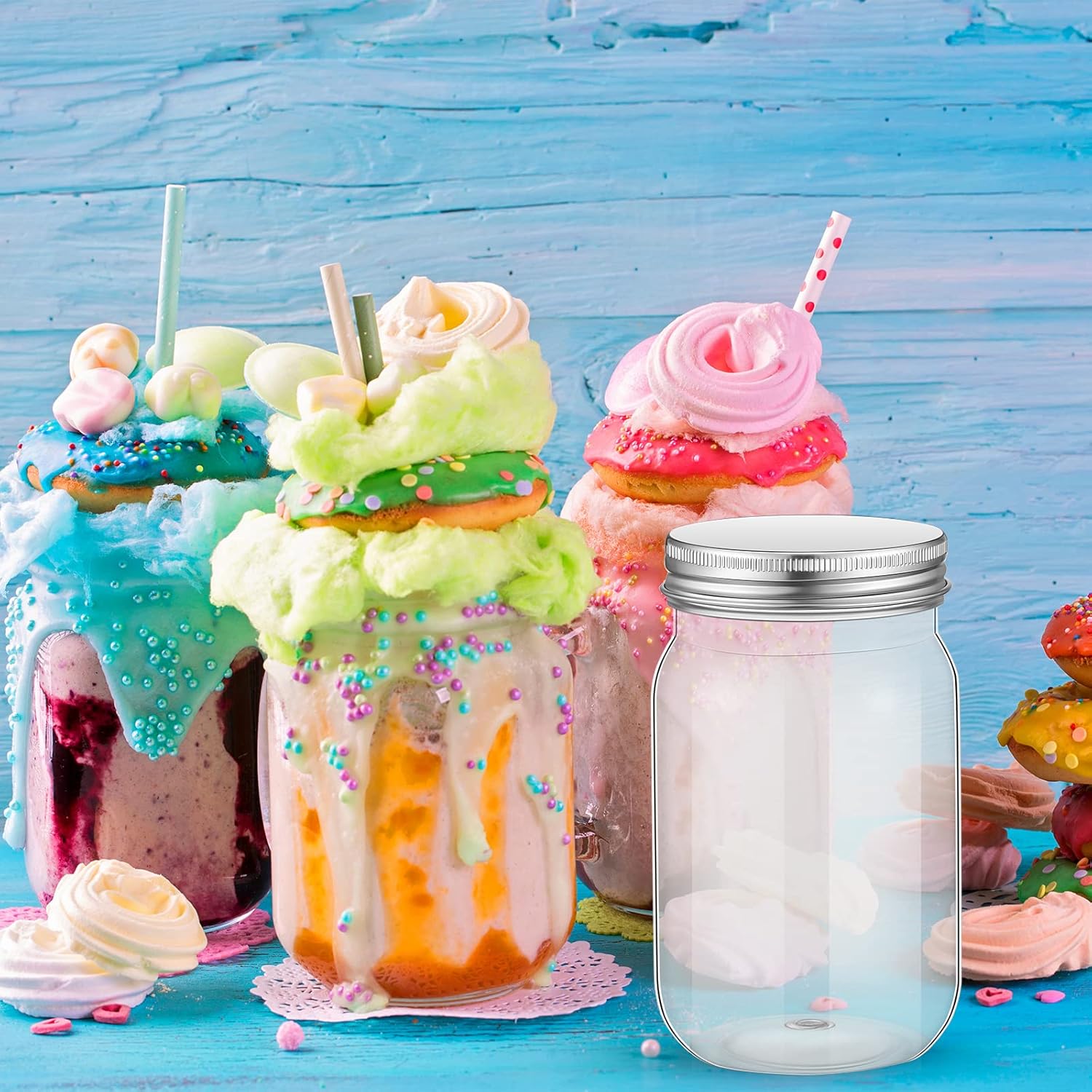 Gerrii 24-Piece 16 oz Clear Plastic Mason Jars