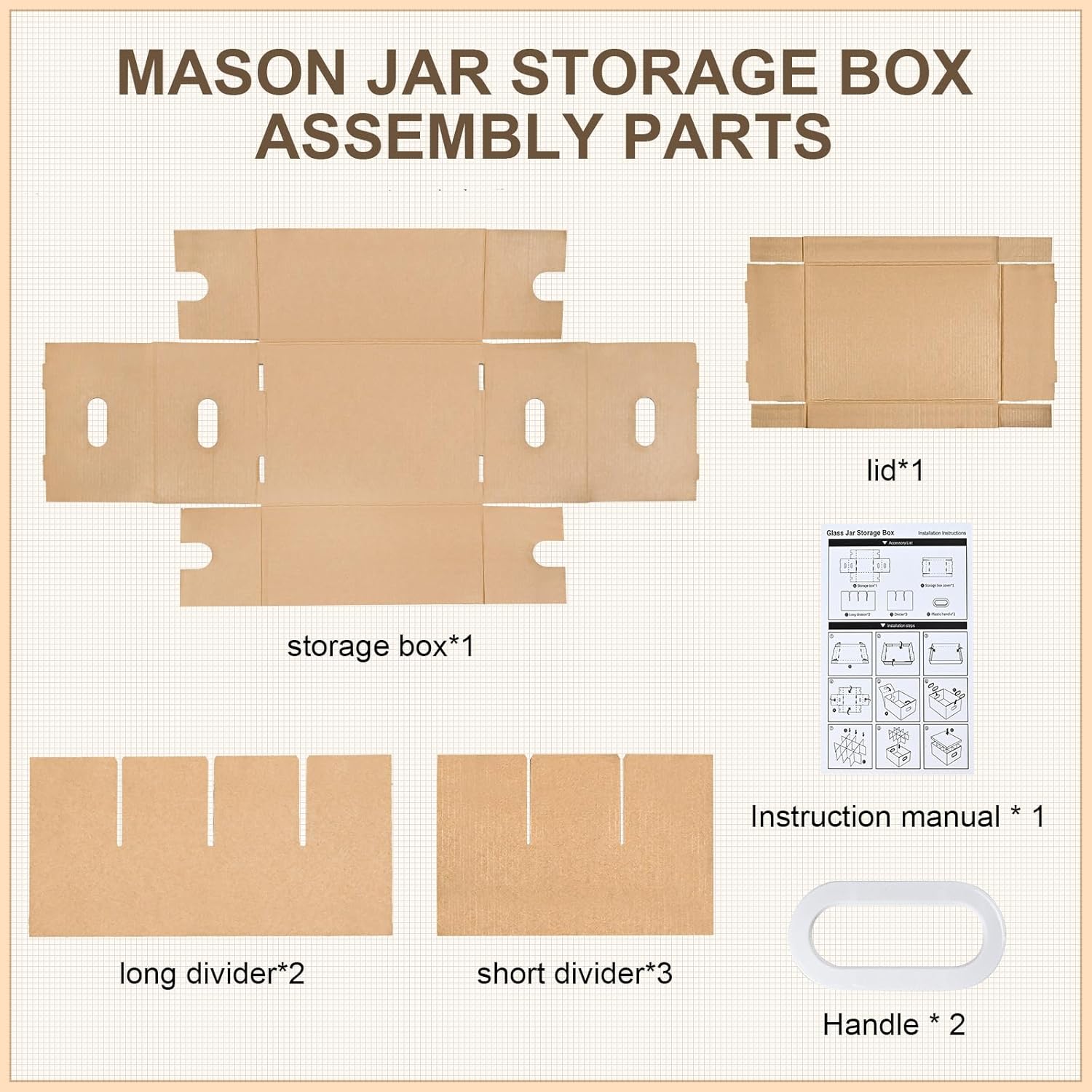 Mason Jar Storage Boxes 6 Pc