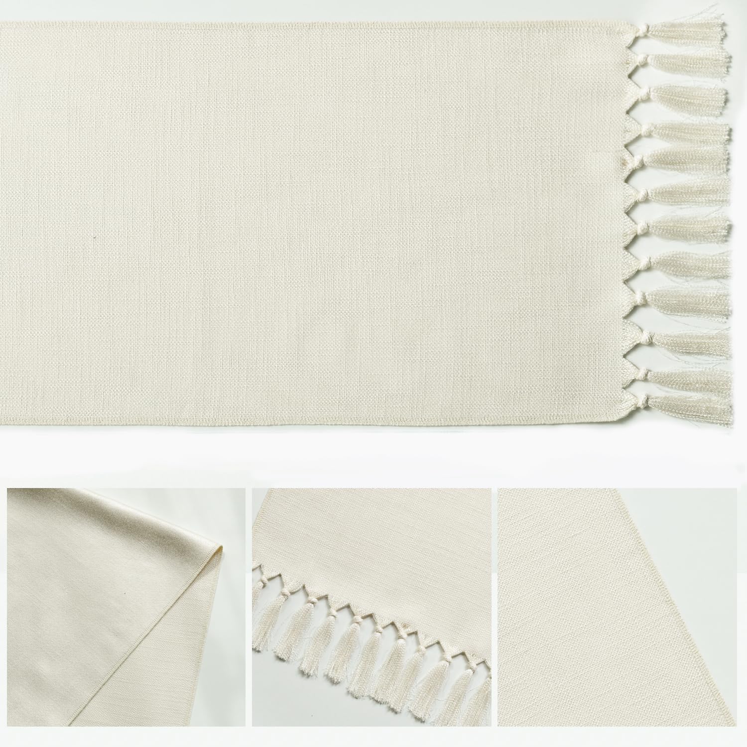 Versatile Table Runner - Beige Tassel Boho Linen Blend