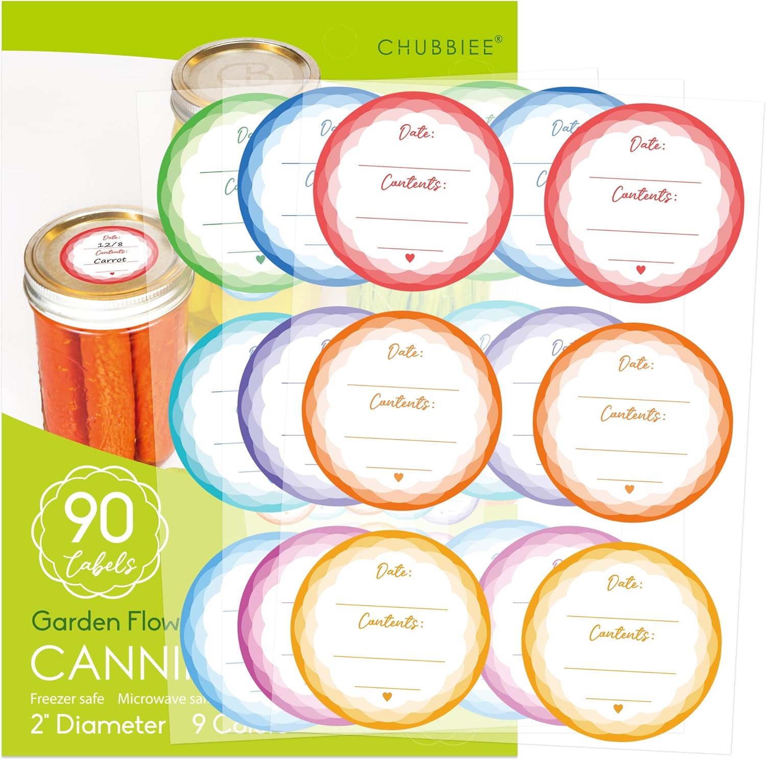 CHUBBIEE Removable Mason Jar Labels Set of 90