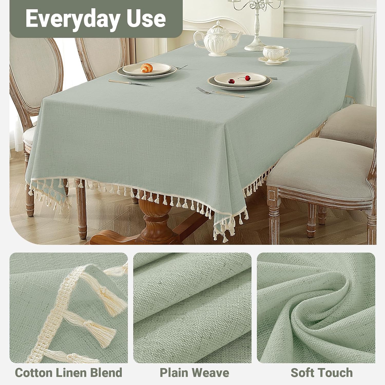 Laolitou Waterproof Cotton Linen Tablecloths