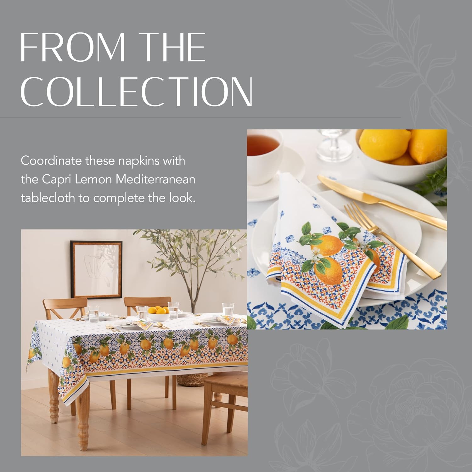 Elrene Home Fashions Capri Lemon Napkins