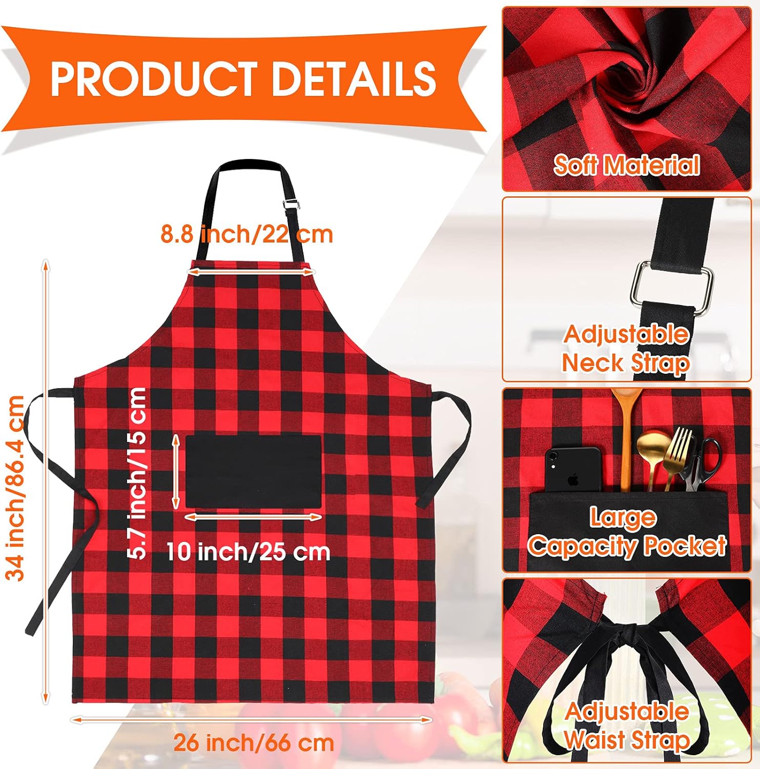 SATINIOR 6-Piece Buffalo Plaid Kitchen Set