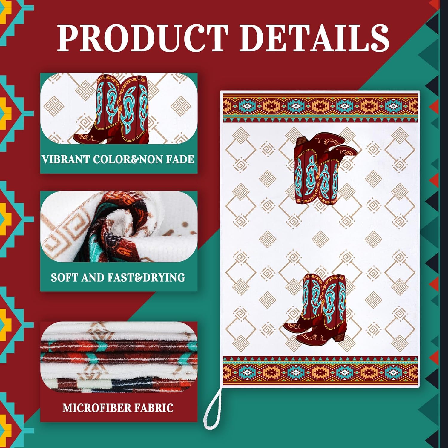Boyiee Set of 6 Boho Aztec Kitchen Towels