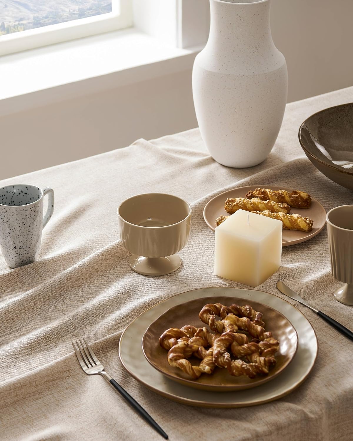 60x84 inch water-resistant linen tablecloth farmhouse style