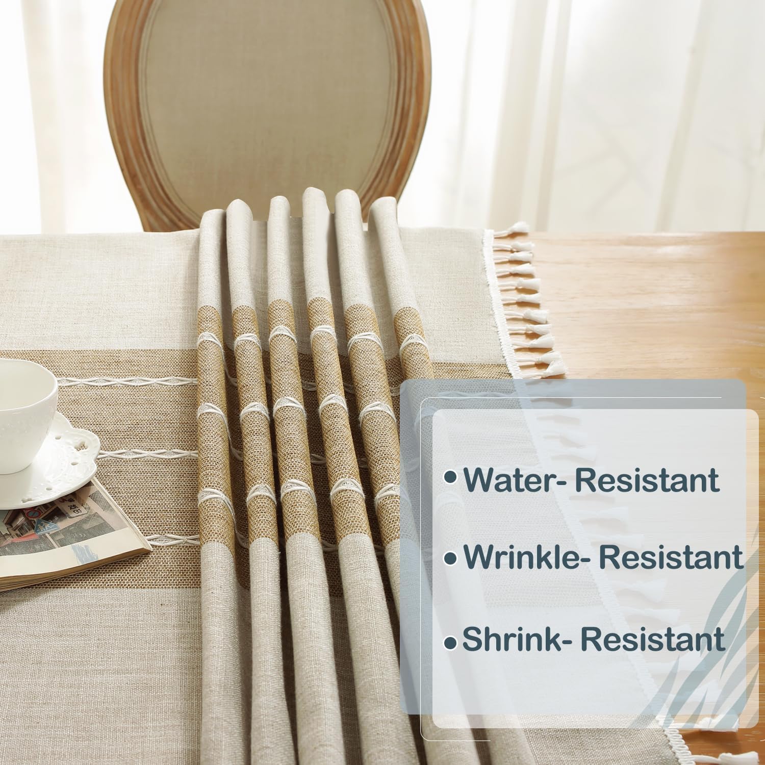 Laolitou Rustic Tablecloth Cotton Linen Waterproof Cloth for Home Kitchen 55x102