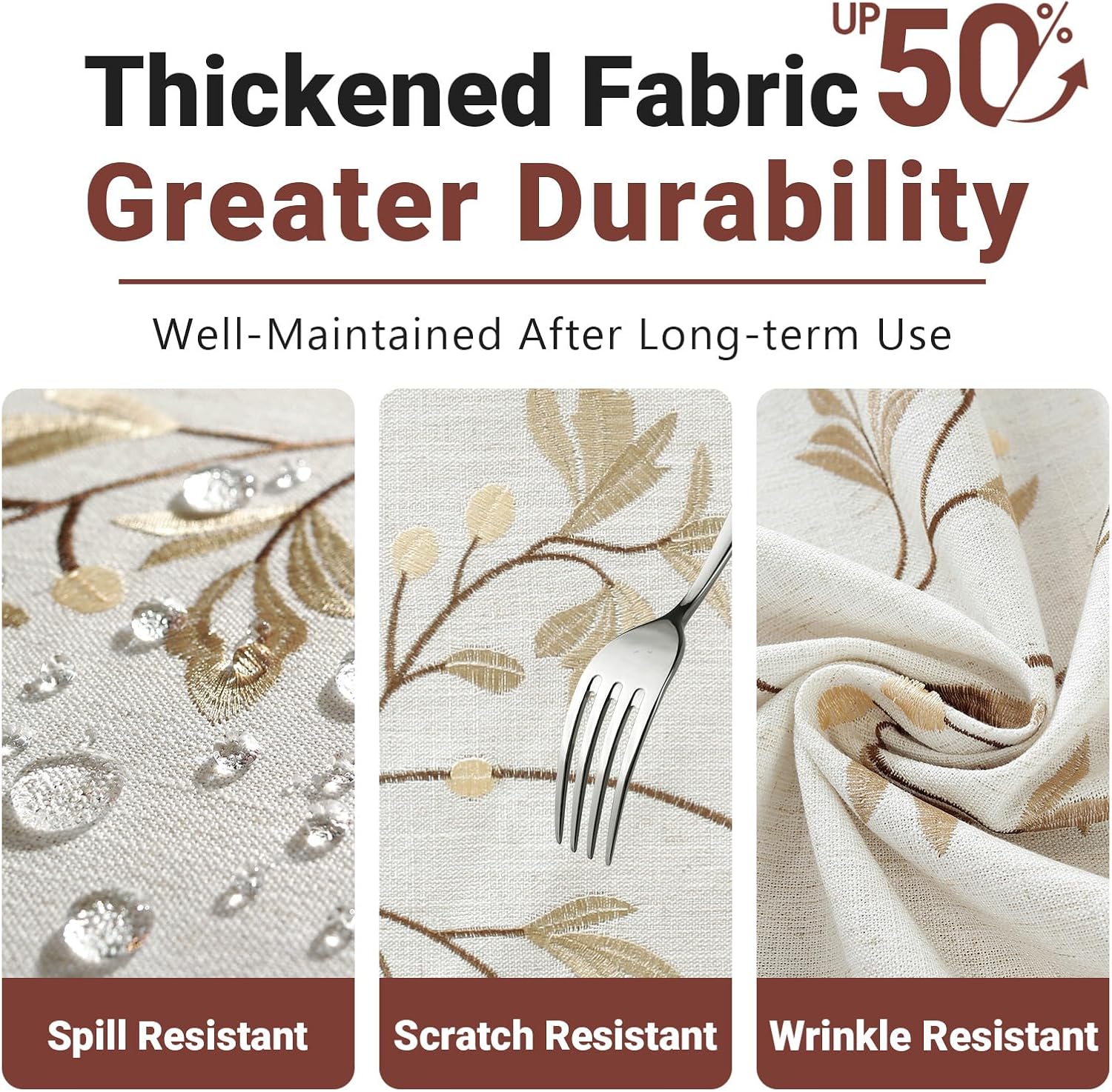 Beveled-Edge Waterproof Cotton Linen Tablecloth