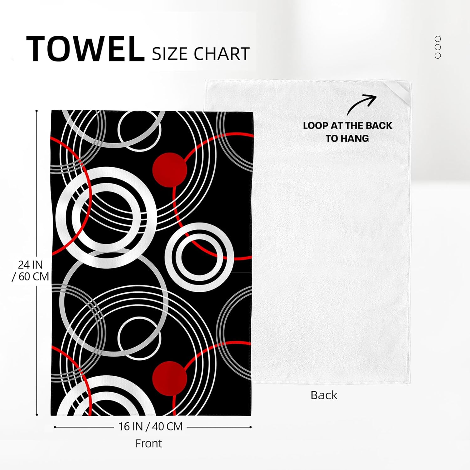 Cukemip Modern Black Red Retro Dish Towels Set of 2