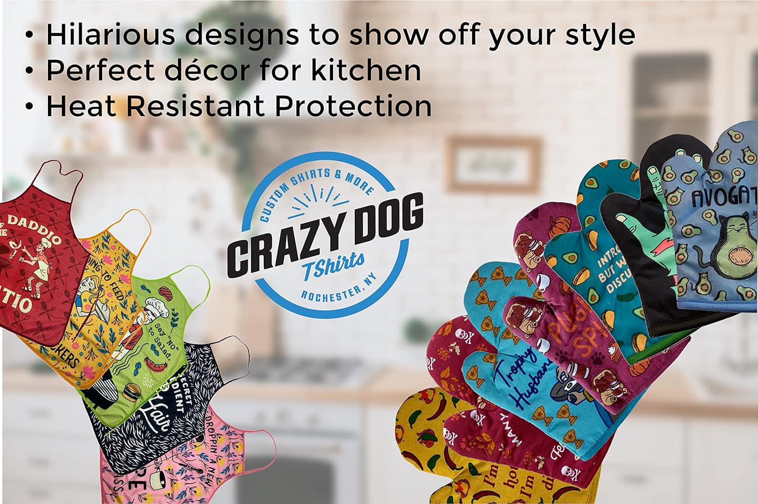 Crazy Dog Oven Mitts - Heat-Proof Funny Perfect for Autumn