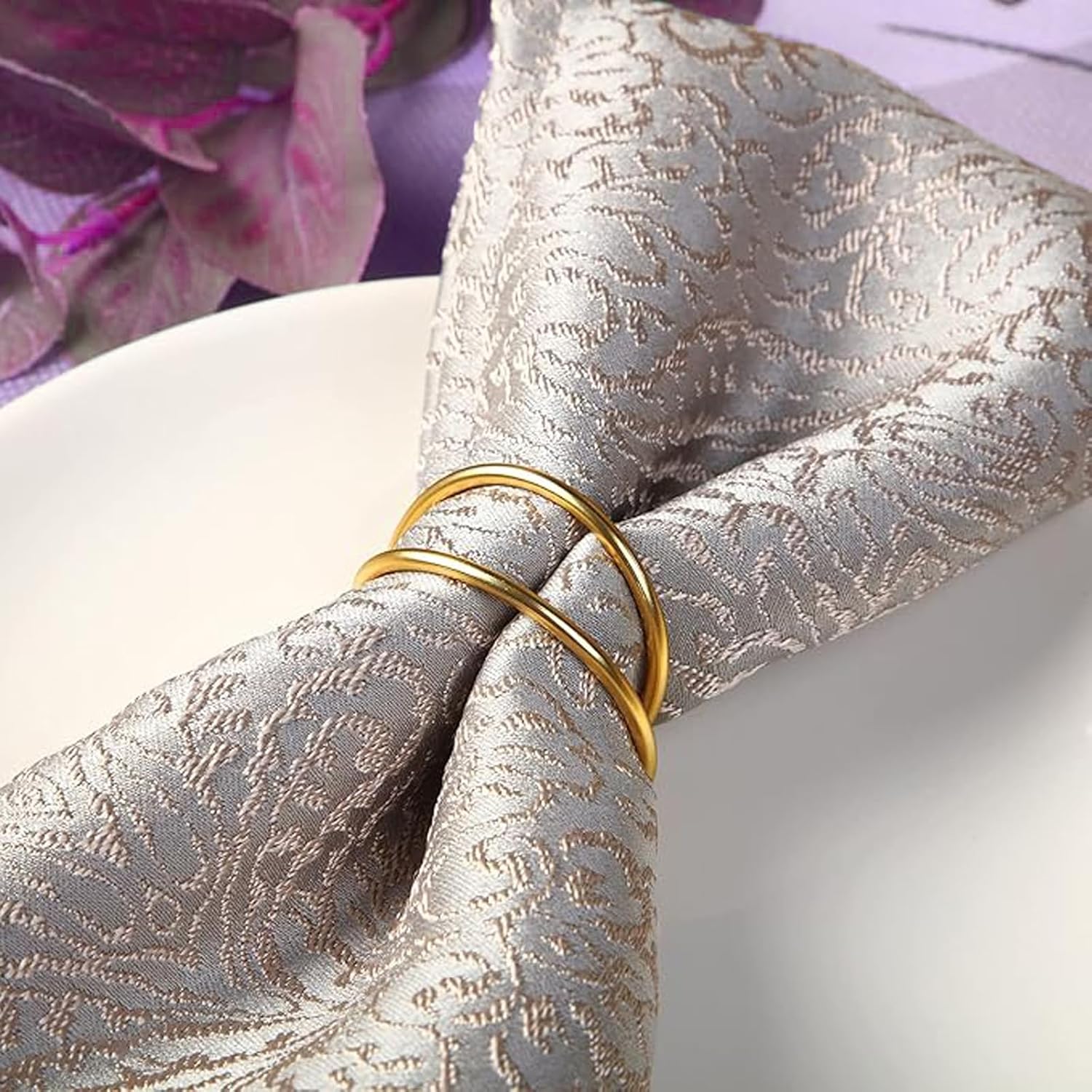 Versatile Gold Napkin Rings 24-Pack