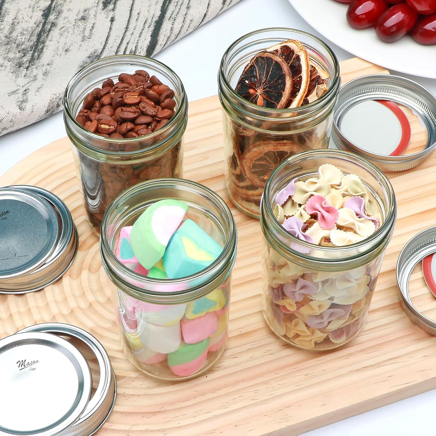 Mason Jars 8 oz Set of 30 Regular Mouth Airtight Lids BPA Free