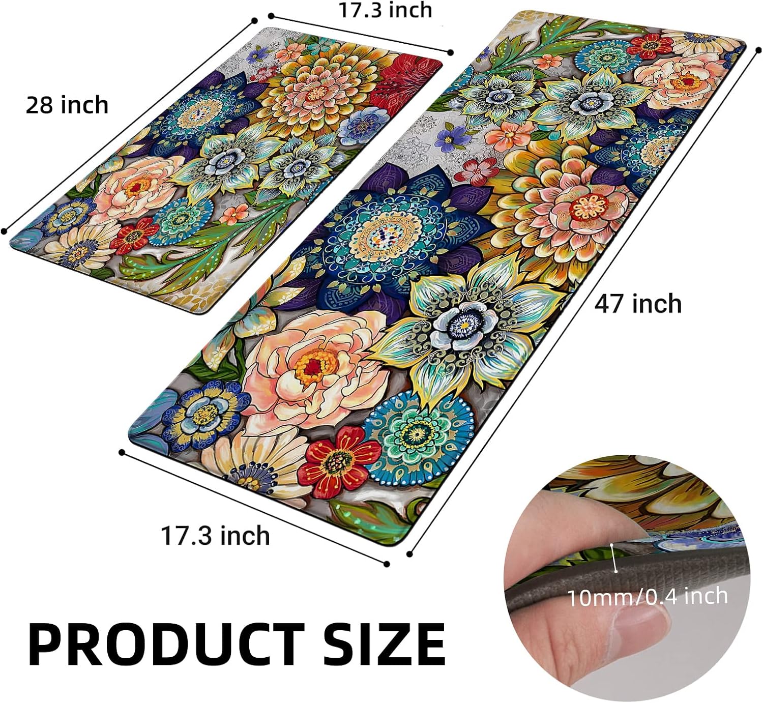Boho Floral Kitchen Rugs