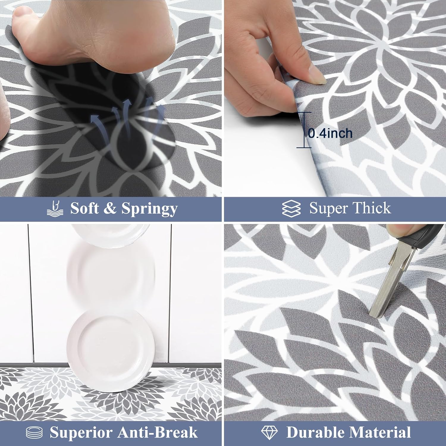 HEBE Anti Fatigue Kitchen Rug Sets 2 Piece