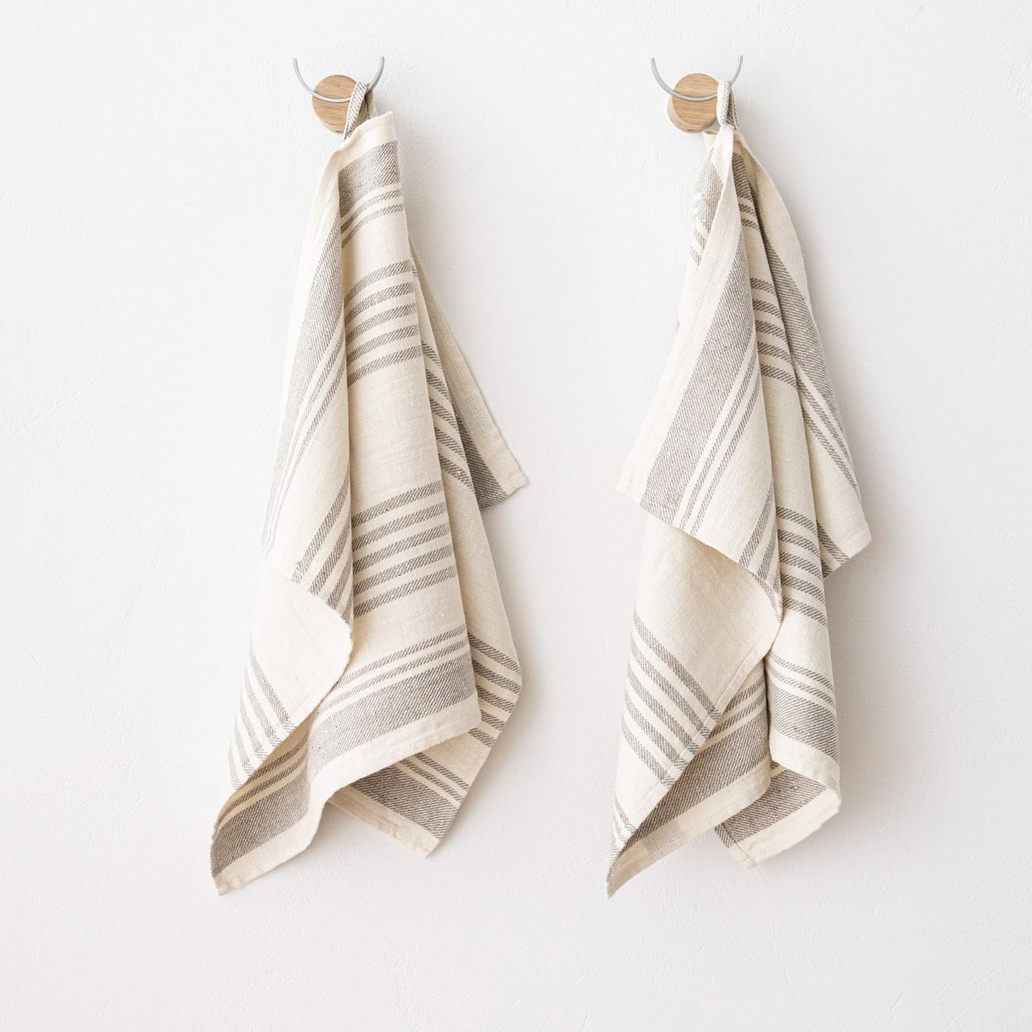 LinenMe Set of 2 Cream Linen Tea Towels 47x70cm Handmade in Europe