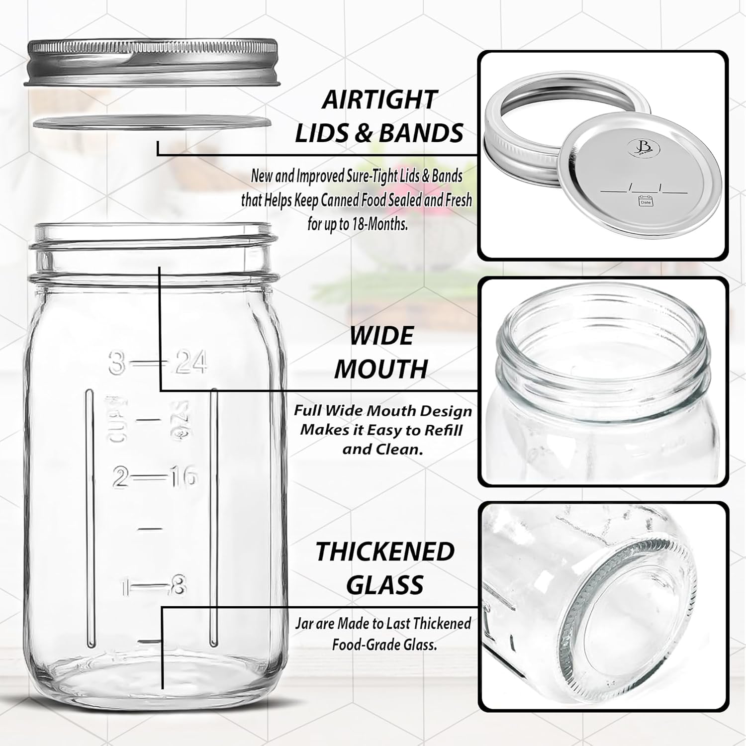 jar boss wide mouth mason jars 32 oz 6 pack