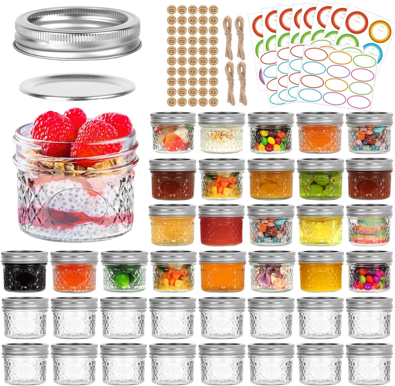 TOEKSIX Mini Mason Jars 4 oz 40 Pack