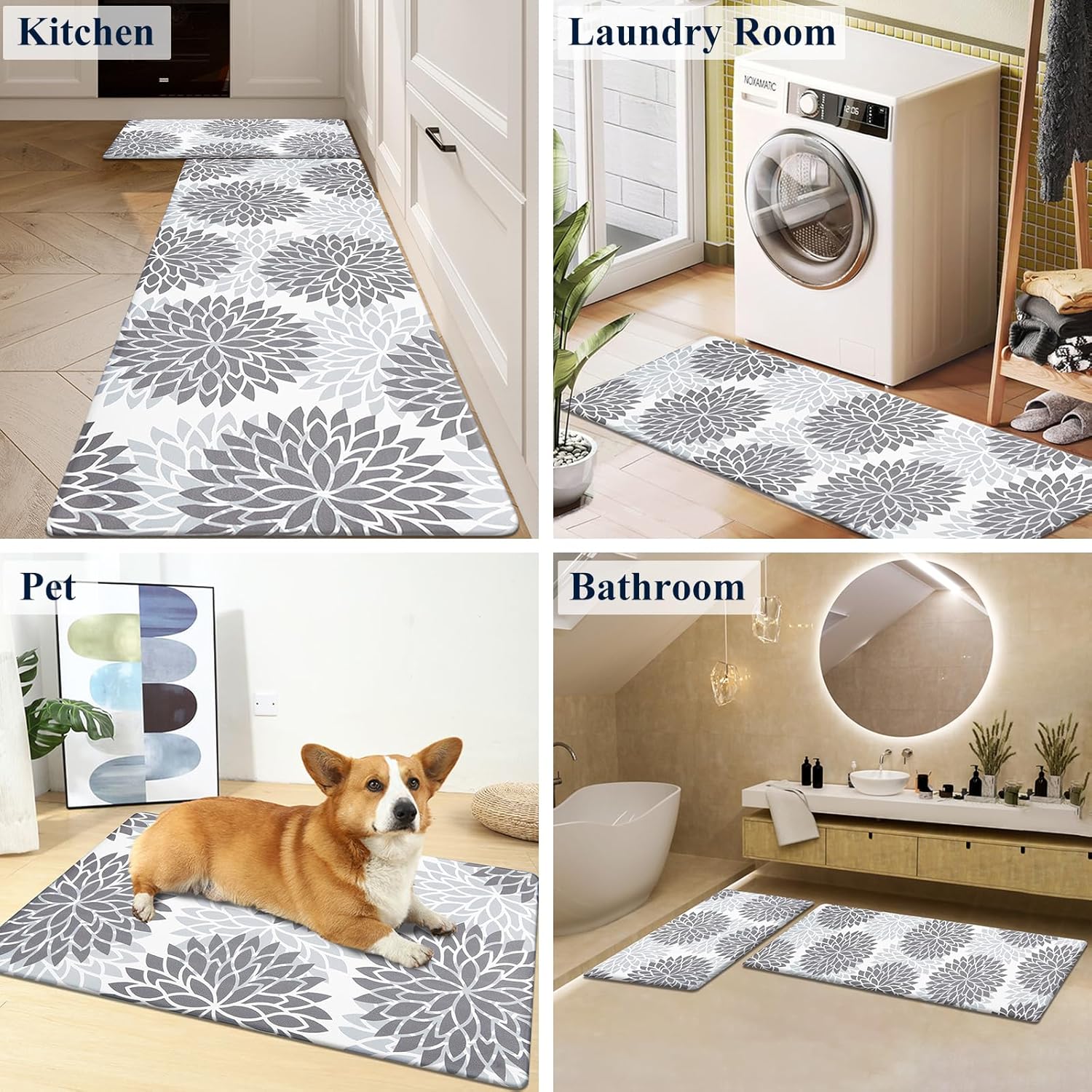 HEBE Anti Fatigue Kitchen Rug Sets 2 Piece