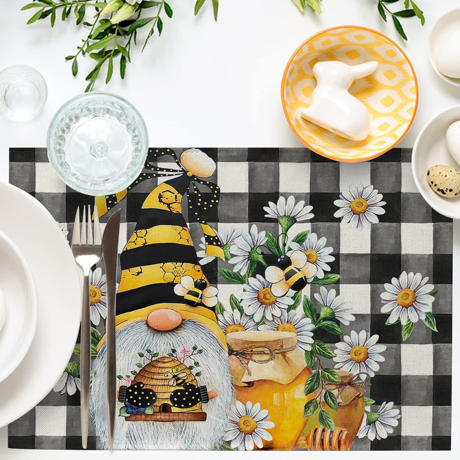 Seliem Spring Bee Gnome Placemats Set of 4